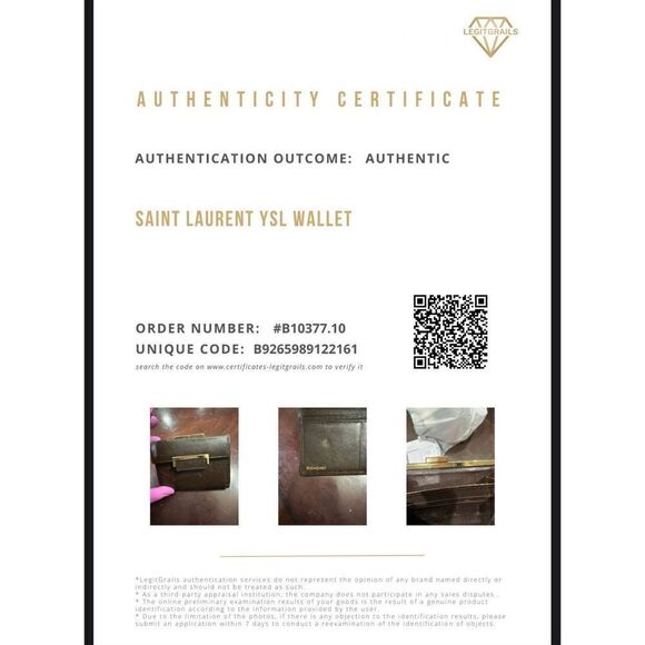 YSL YVES SAINT LAURENT Dark Brown Goldtone Saffiano Leather Kisslock Wallet Bag - Picture 3 of 13